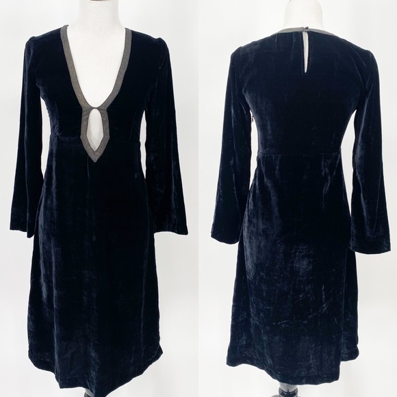 Rouje Dresses & Skirts - Rouje Jade Crushed Velvet Cutout Long Sleeve Midi Dress Dark Blue 36 / 4
